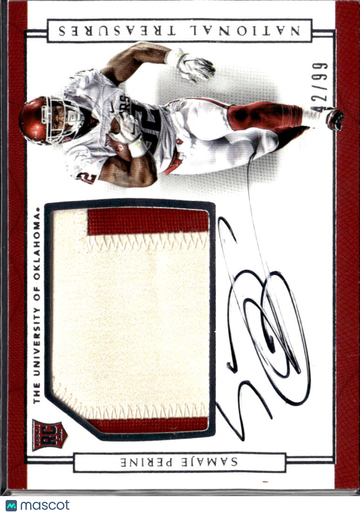 2017 Panini National Treasures Collegiate Samaje Perine #120 /99 Patch RC