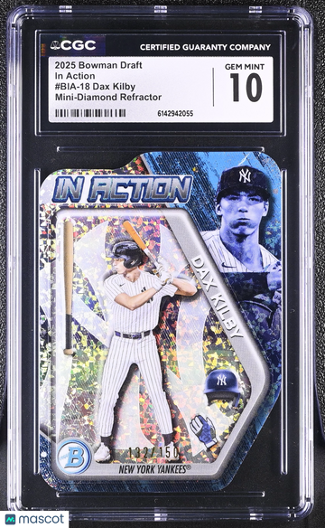 2025 Bowman Draft Dax Kilby #BIA-18 Mini-Diamond Refractor In Action CGC 10