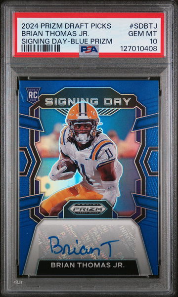 2024 Panini Prizm Draft Picks Signing Day Blue Prizm Brian Thomas Jr. #SDBTJ PSA 10