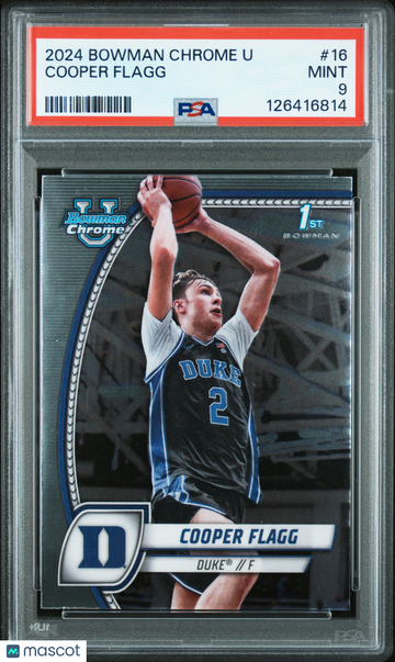 2024 Bowman Chrome University Cooper Flagg #16 Short Print Nicely Centered Mint Rookie Base Set Low Pop PSA 9