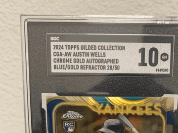 2024 Topps Gilded Collection Austin Wells #CGAAW Gold Blue Parallel/Variety Rookie SGC 10