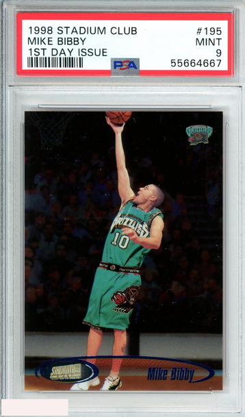 1998 STADIUM CLUB MIKE BIBBY #195 1ST DAY ISSUE GRIZZLIES 54 OF 150 PSA 9 MINT