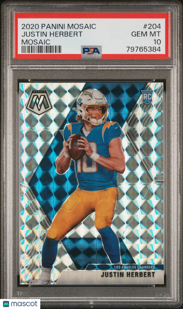 2020 Panini Mosaic Justin Herbert #204 PSA 10