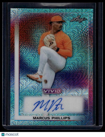 2026 Leaf Vivid Marcus Phillips #BA-MP1 Base Autographs Mojo Teal SN AU