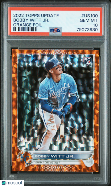 2022 Topps Update Bobby Witt JR. #US100 Orange Foil PSA 10