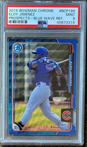 2015 SP ELOY JIMENEZ Bowman Chrome Prospects BLUE WAVE REFRACTOR PSA 9 POP 5 Rookie