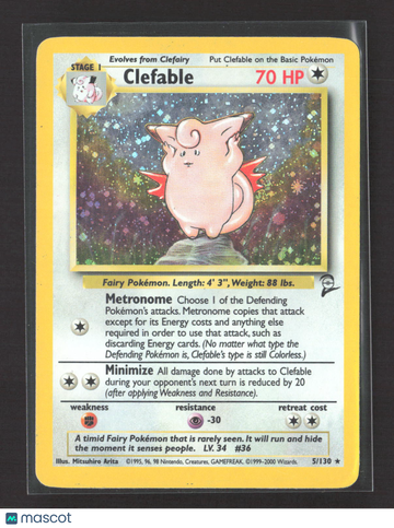 Base Set 2 Clefable Holo Rare #5/130