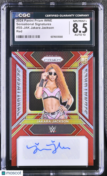 2024 Panini Prizm WWE Jakara Jackson Red /99 RC Rookie Auto Sensational Signatures CGC 8.5 Auto 10