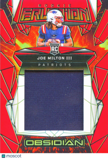 Joe Milton III 2025 Panini Obsidian Rookie Eruption RC Memorabilia /75 New England Patriots