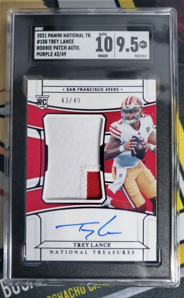 2021 National Treasures Rookie Patch Purple /49 Trey Lance RPA SGC 9.5 10