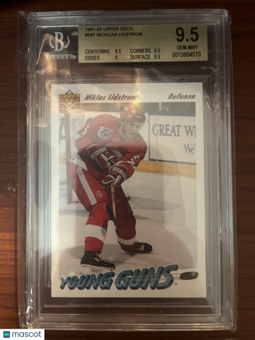 1991-92 Upper Deck Nicklas Lidstrom #587 Young Guns Rookie BGS 9.5