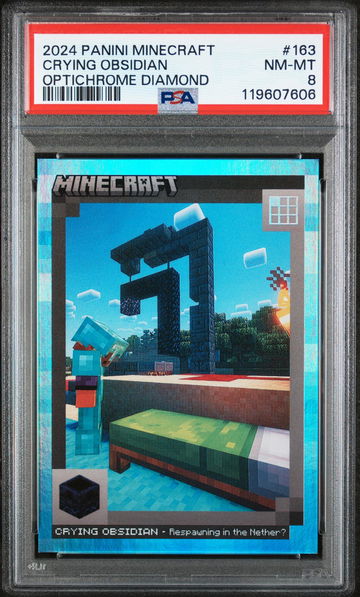2024 Panini Minecraft Optichrome Diamond Crying Obsidian #163 /10 PSA 8