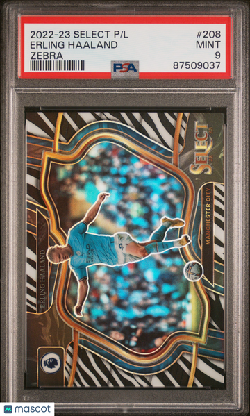 2022-23 Panini Select Premier League Erling Haaland #208 Zebra PSA 9