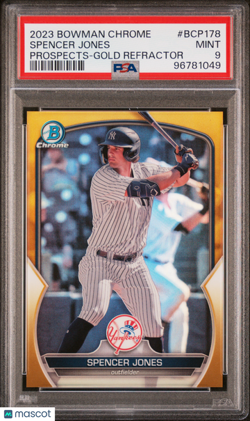 2023 Bowman Chrome Prospects Spencer Jones #BCP178 Gold Refractor PSA 9