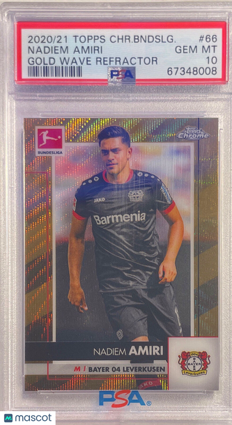 2020 Topps Chrome Bundesliga Nadiem Amiri #66 Gold Wave Refractor PSA 10