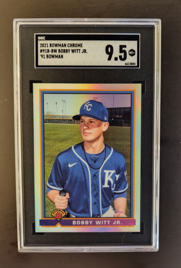 Bobby Witt Jr. 2021 Bowman Chrome #91B-BW '91 Bowman Designed  SGC 9.5