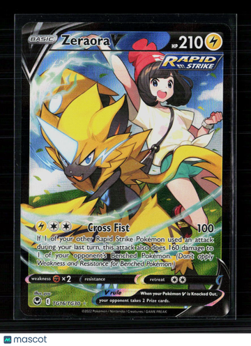 Pokemon 2022 Silver Tempest Zeraora V CHR FA #TG16/TG30