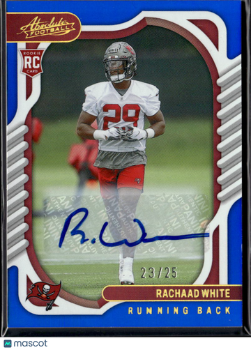 Rachaad White 2022 Panini Absolute Football RC Auto Blue /25 Tampa Bay Buccaneers
