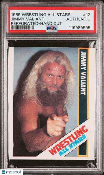 1985 O'quinn Wrestling All Stars Jimmy Valiant #12 Perforated Hand Cut PSA A