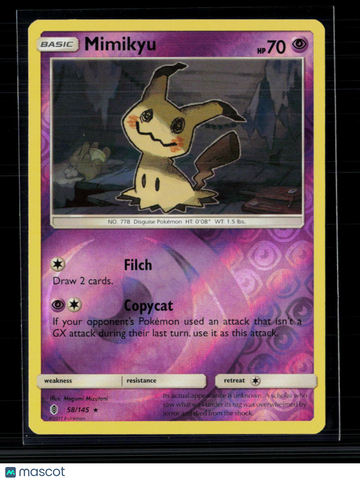 Pokemon 2017 Guardians Rising Mimikyu #58/145