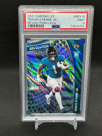 2021 Panini Chronicles Travis Etienne Jr Revolution Lava 9/10 RC Jags #REV-10 Psa 9