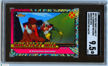 A Genoshan Welcome 2025 Topps Finest X-Men Laser Refractor 146/199 SGC 9.5