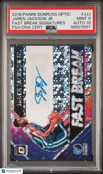 2018 Panini Donruss Optic Fast Break Signatures Jaren Jackson JR. #JJJ PSA 9 Auto 10