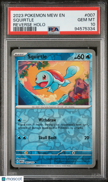 Pokemon 151 Squirtle Reverse Holo Common PSA 10 #007