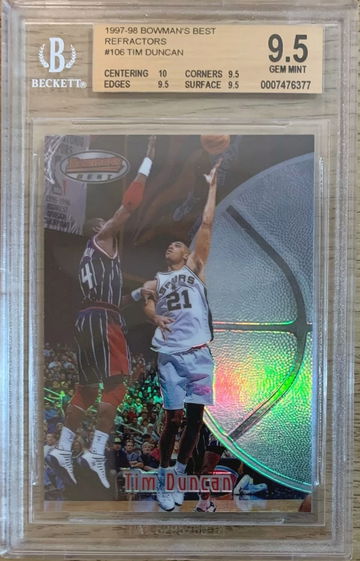 Tim Duncan 1997 Bowman's Best Refractor RC BGS 9.5+