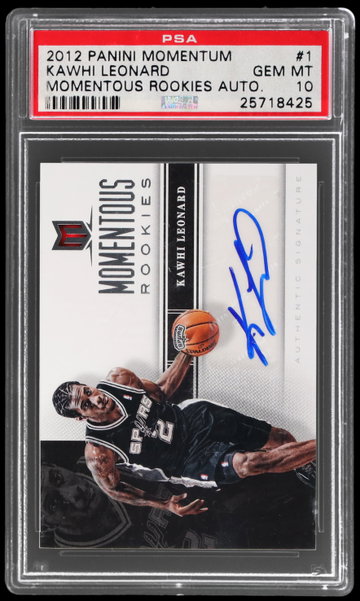 2012 Panini Momentum Kawhi Leonard Momentous Rookies Autograph PSA 10