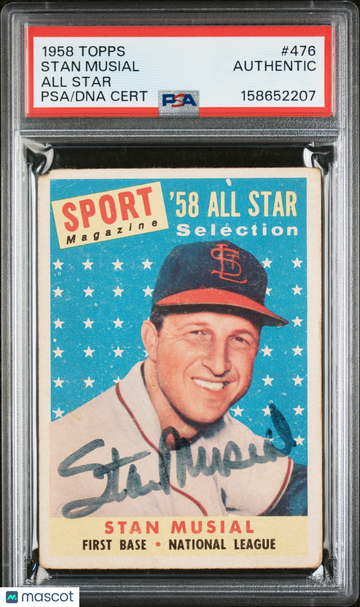 1958 Topps Stan Musial #476 All Star PSA A Auto A