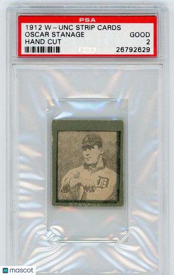 1912 W-Unc Strip Cards Hand Cut Oscar Stanage PSA 2