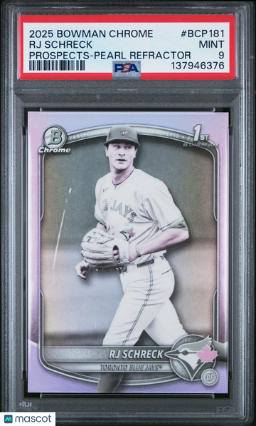 2025 Bowman Chrome Prospects RJ Schreck #BCP181 Pearl Refractor Rookie PSA 9
