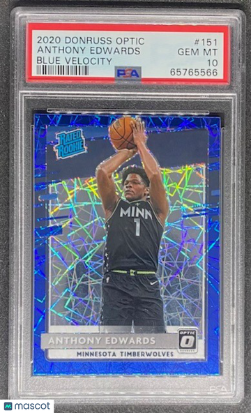 Anthony Edwards 2020 Donruss Optic Blue Velocity #151 Twolves Rookie RC PSA 10
