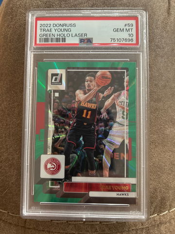 2022 Donruss #59 Trae Young Green Holo Laser PSA 10