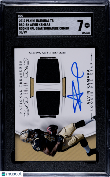 2017 Panini National Treasures Alvin Kamara #RSC-AK Rookie NFL Gear SIG. Combo SGC 7
