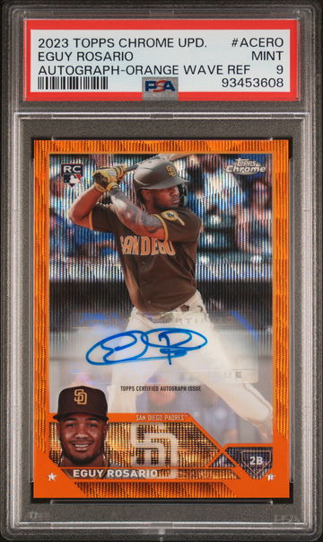 2023 Topps Chrome Update Orange Wave Eguy Rosario #AC-ERO RC Auto /25 PSA 9