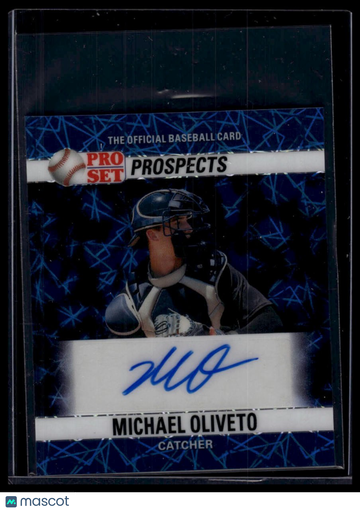 2026 Pro Set Metal - 1990 Pro Set Autographs Mini Lazer Blue Michael Oliveto #90AM-MO1 AU SN