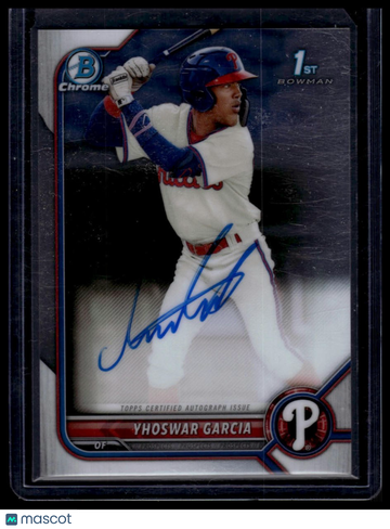 2022 Bowman Yhoswar Garcia #CPA-YG Chrome Prospects Autographs AU