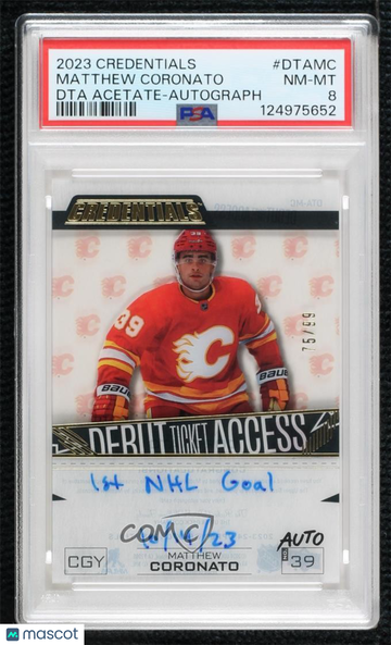 2023-24 Upper Deck Credentials Matthew Coronato #DTA-MC Autographs /99 Rookie PSA 8