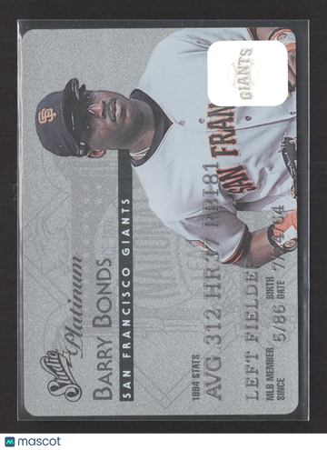 1995 Donruss Studio Platinum Barry Bonds #7 5/86 Auto