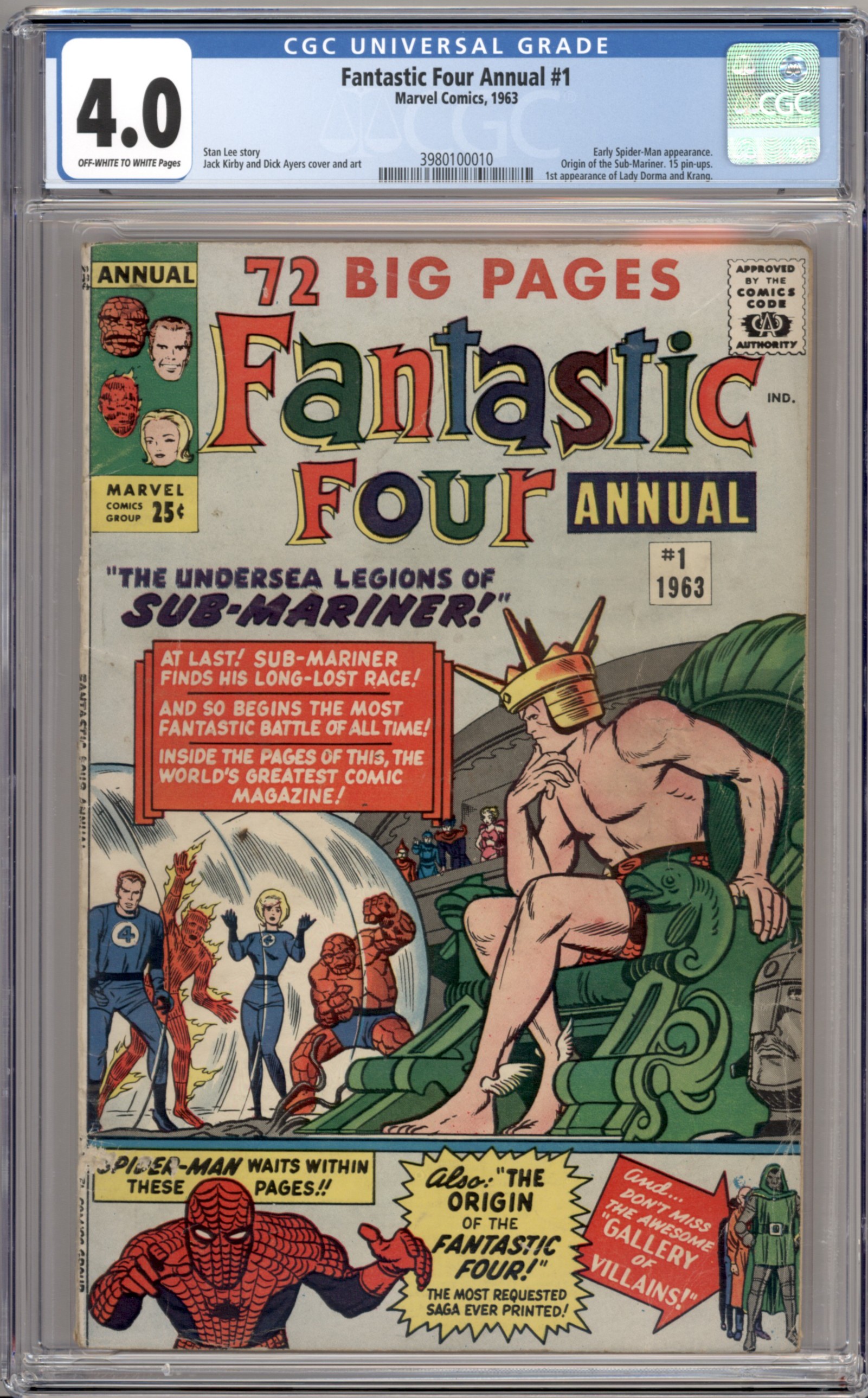 Fantastic Four Annual #1 CGC 4.0 1963 MArvel