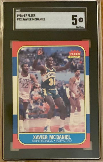 1986-87 Fleer Basketball Card #72 - Xavier McDaniel - Graded SGC 5 EX - NICE