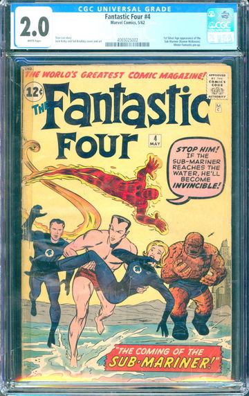 Fantastic Four #4 (1962) CGC 2.0 -- White pages; 1st Sub-Mariner in Silver Age