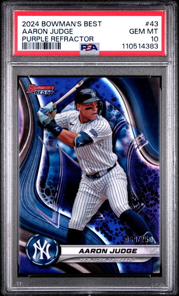 2024 Bowman's Best Purple Refractor Aaron Judge #43 /250 PSA 10