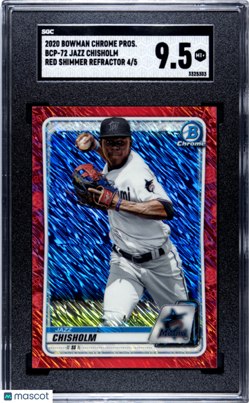 2020 Bowman Chrome Draft Jazz Chisholm JR. #BCP-72 Red Shimmer Refractor SGC 9.5