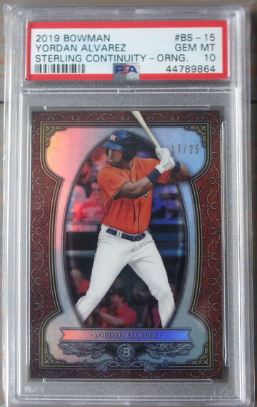 Yordan Alvarez 2019 Bowman Sterling Continuity - Orange #/25 PSA 10