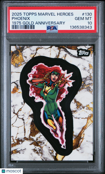 2025 Topps Marvel Comic Book Heroes 1975 Gold Anniversary Phoenix #130 PSA 10