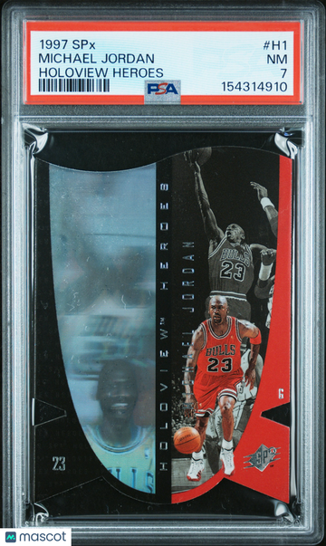 1997 SPX Holoview Heroes Michael Jordan #H1 Holoview Heroes Short Print Parallel/Variety PSA 7