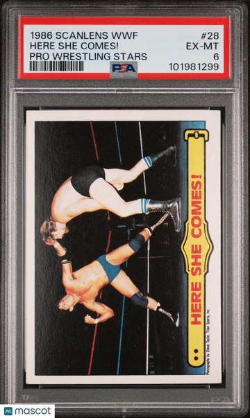 1986 Scanlens WWF Pro Wrestling Stars Here She Comes! #28 PSA 6